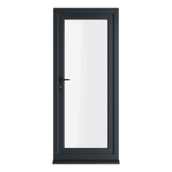 Crystal uPVC Clear Single Door Full Glass Right hand Open In Grey/White