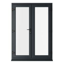 Crystal uPVC Clear French Door Left hand master Grey/White
