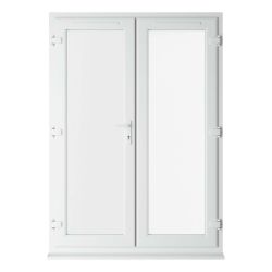 Crystal uPVC Triple Glazed French Door Left hand master White Clear Glass