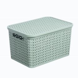 LARGE URBAN STORE BASKET WITH LID IN LILYPAD GREEN