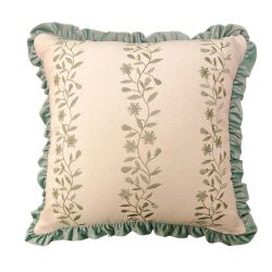 Pretty Floral Embroidered Cushion