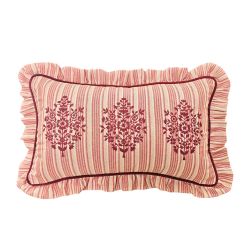 FLORAL EMBROIDERED OBLONG CUSHION