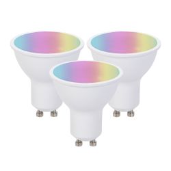 Smart WiFi 5W GU10 LED Lamp, 2700K-6500K RGB Dimmable Colour Changing, Pack of 3