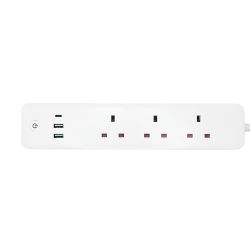 Smart WiFi Power Strips with 3 Sockets 13A, 2 USB 2.1A & 1 Type C