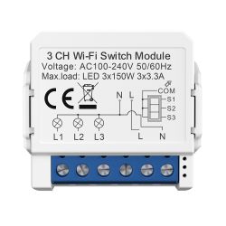 ENER-J Smart WiFi Light Switch Module 3 CH, App & Voice, Compatible with Alexa & Google Assistant