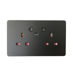 Smart WiFi Twin Socket 13A & 2.1A Micro USB, Black Body, APP & Voice Control