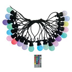 13 Meters RGB String Light Kit, 5V 5W (20 RGB Bulbs + IR Remote + UK Adapter)