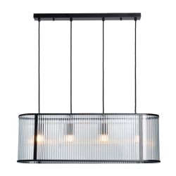 Fitton 4 Light Ribbed Glass Diner Pendant