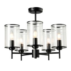 Abbey 5 Light Ribbed Glass Pendant