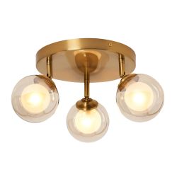 Haudri 3 Light Plate Spot Opal Ball Flush Brass