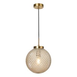 Malo Textured Glass Ball Pendant Brass