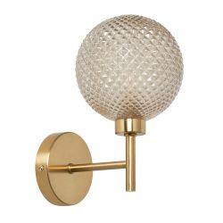 Malo Textured Glass Ball Wall Light Brass