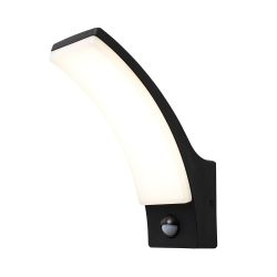 Axel 12W Led Curved Wall Light Pir Ip65 Black