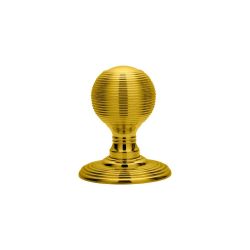 Reeded Knob Concealed Fix Polished Brass