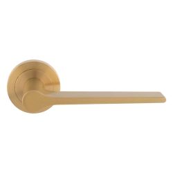 Velino Lever On Round Rose Satin Brass
