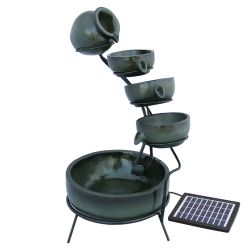 Water Feature Green 4 Tier Spilling Bowls