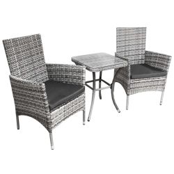 Jardí Rattan Bistro Set Light Grey