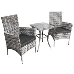 Jardí Rattan Bistro Set Light Grey