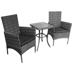 Jardí Rattan Bistro Set Grey