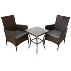 Jardí Rattan Bistro Set Brown