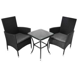 Jardí Rattan Bistro Set Black