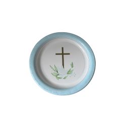 Communion Plate Blue 22cm 10pcs