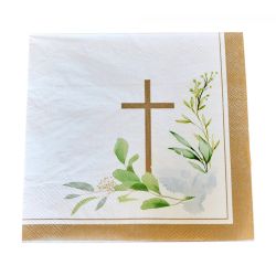 Communion Napkin Gold 33X33cm  20pcs