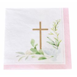 Communion Napkin Pink 33X33cm  20pcs