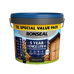 Ronseal 5 Year Fence Life Plus Shed & Fence Protector Tudor Black Oak 12L