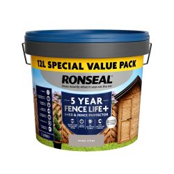Ronseal 5 Year Fence Life Plus Shed & Fence Protector Warm Stone 12L