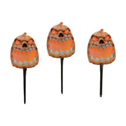 Garden Staked Pumpkin Head 15cm