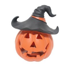 LED Pumpkin With Witch Hat 13 x 16cm