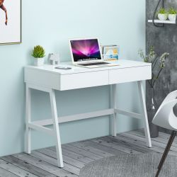 Two Drawer White High Gloss Desk 82x100x55cm