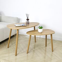 Set Of 2 Side Table Oak Effect