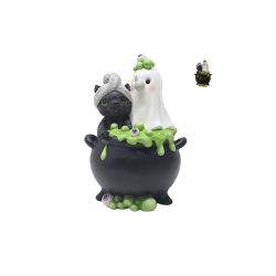Witches Cauldron With Ghost B/O 19cm
