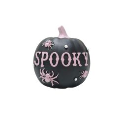 Spooky Pumpkin With Spider 13cm Black