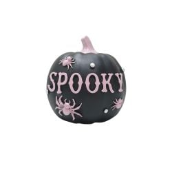 Spooky Pumpkin With Spider 13cm Black
