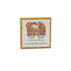 Pumpkin Cart Block 14cm Orange