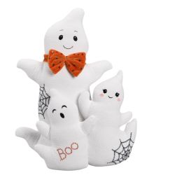 Fabric Ghost Family With Bow 24x31cm White
