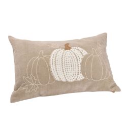 Fabric Pumpkin Cusion 30x16cm Cream