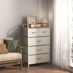 Sara Tall 5 Drawer Dresser Beige