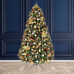7Ft Tree Decorated Pre Lit Copper Glow