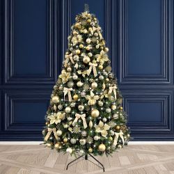 8Ft Decorated Pre Lit Tree Golden Opulence
