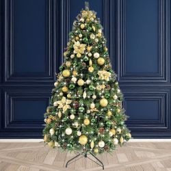 8Ft Tree Decorated Pre Frost Gold