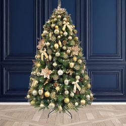 6.5Ft Decorated Pre Lit Tree Golden Opulence