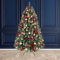 6.5Ft Decorated Pre Lit Tree Red Envy