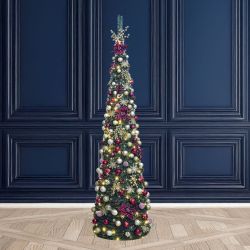 7.5Ft Pop Up Tree Pre Lit Red Envy