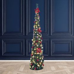 7Ft Pop Up Tree Pre Lit Red Envy