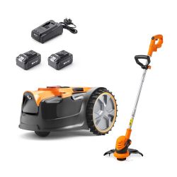 LawnMaster OcuMow 16 Drop and Mow Robotic Mower with 2 batteries and Trimmer