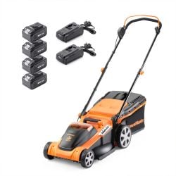 LawnMaster MX 24 41cm 48V Cordless Mower with 4 battery packs with 2 sets of batteries
